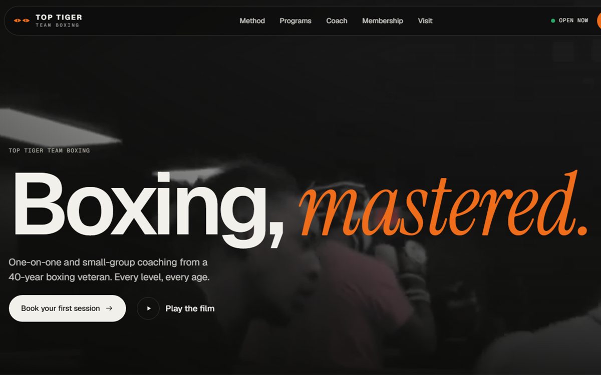 Top Tiger Team Boxing website home page